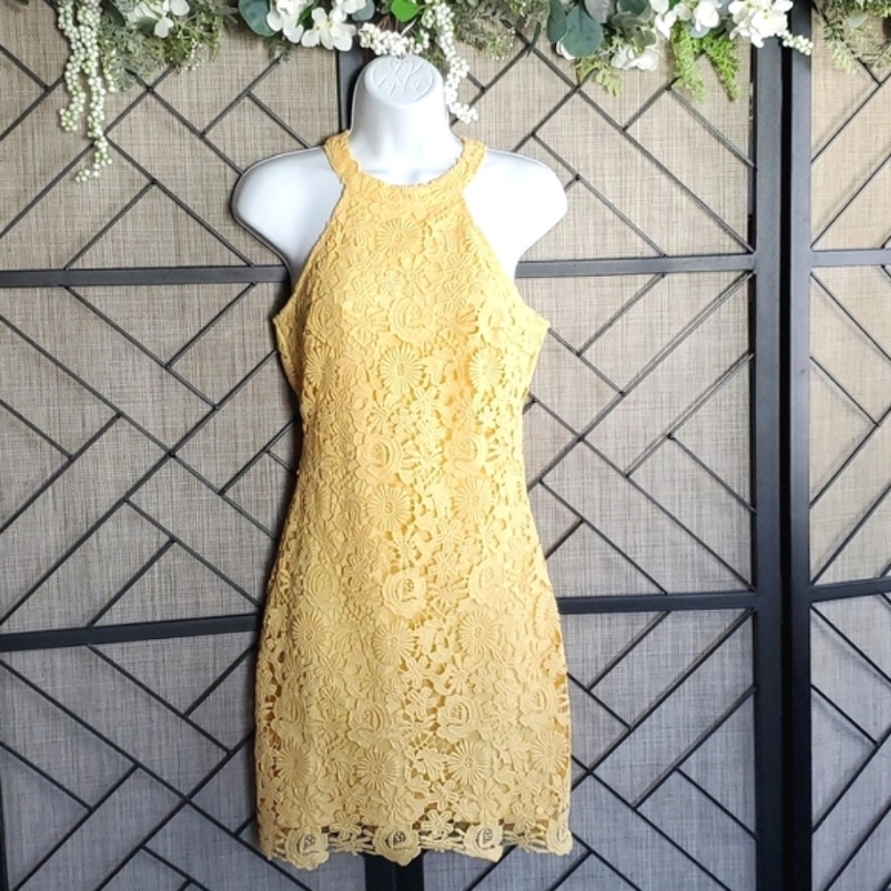 Lulus Yellow Lace Mini Dress | Size S